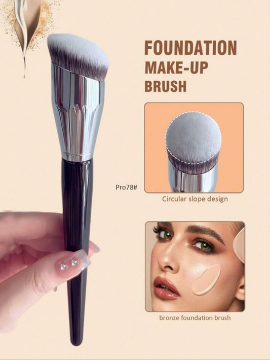 1pc Large Foundation Brush With Circular Oblique Head, Professional Synthetic Hair Makeup Brush For Contouring