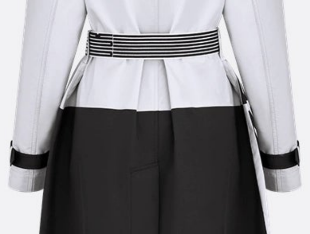 Dior Trench Coat Black and White Jacquard Technical Taffeta with Dior Graphique Motif