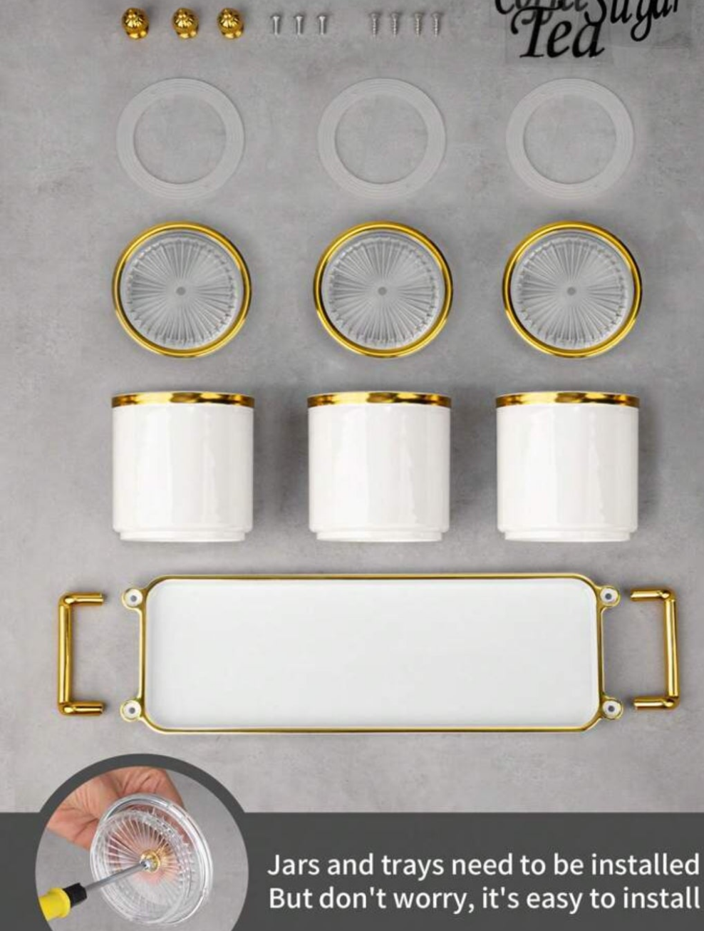 4pcs Coffee Canister Set, Multi-Purpose Storage Jars For Coffee, Tea, Sugar, Decorative Cream & Sugar Sets With Lids, Kitchen Jars Coffee Sealed With Tray