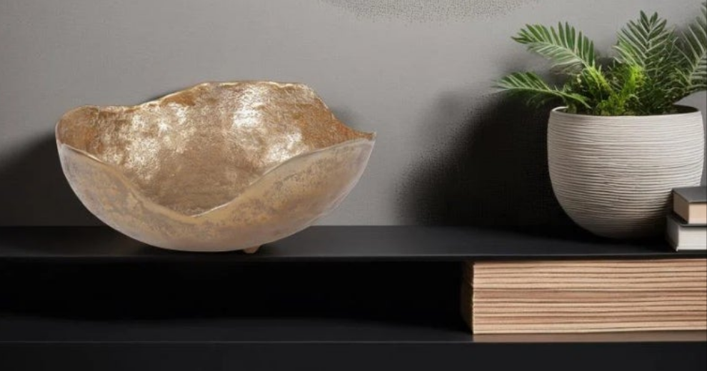 Round Bowl Uneven Rough Gold Finish