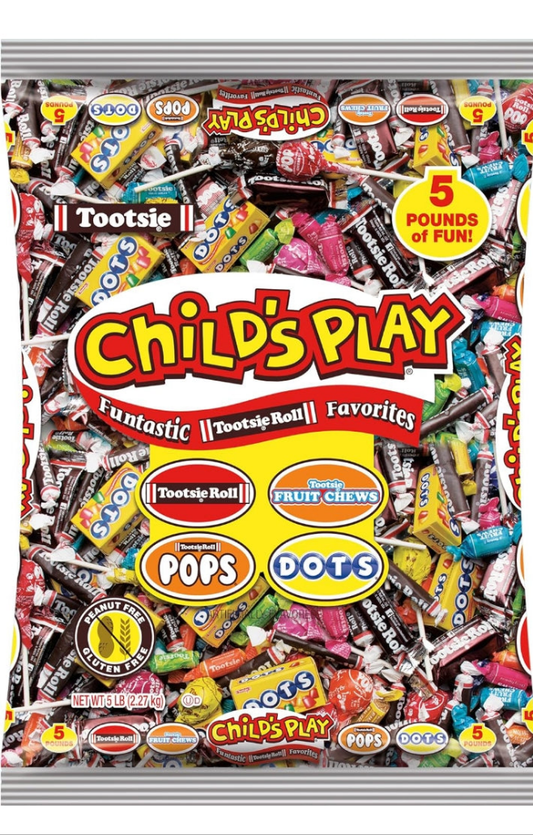 Tootsie Roll Child's Play Candy Favorites with Bonus Mobile Game, 5 Pounds of Individually Wrapped Party Candy - Funtastic Candy Variety Mix Bag - Peanut Free, Gluten Free (5 Pounds)