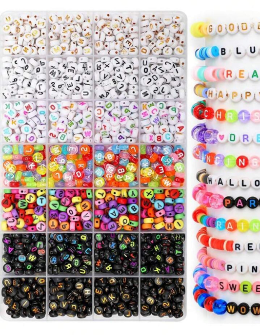 1400pcs Of 28-Grid English Alphabet Beads, Stringing Accessories For Bracelets, A Gift For Friends.