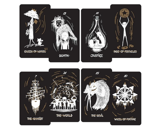 Tarot Card Deck Black Fatality. 78 Cards with Guidebook. Black Foil Cards Edges. Unique Tarot Cards.