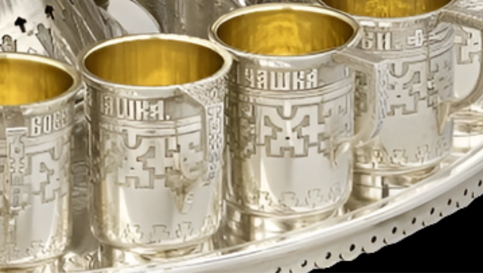 ANTIQUE Russian Imperial Silver Punch Set from Czar Alexander III