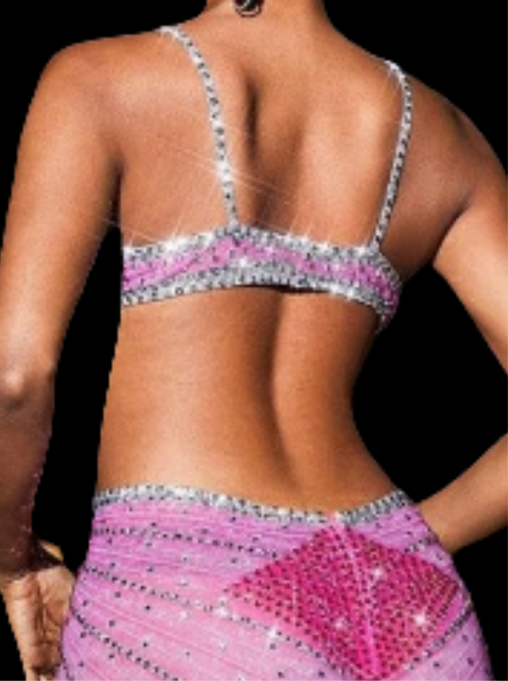 Crystal Cutout Maxi Dress In Hot Pink and Grey COCOMONEY