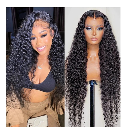 Water Wave 13x6 HD Transparent Lace Front Wigs Human Hair 180 Density Wet and Wavy Human Hair Wigs for Women Curly Lace Front Wig Human Hair Pre Plucked with Baby Hair Natural Color (18 Inch)