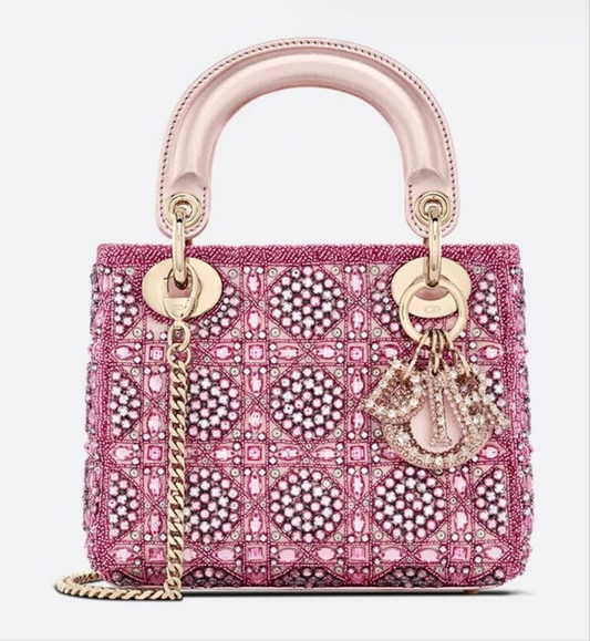 Mini Lady Dior Bag
Metallic Lambskin and Rose des Vents Satin Embroidered with Beads