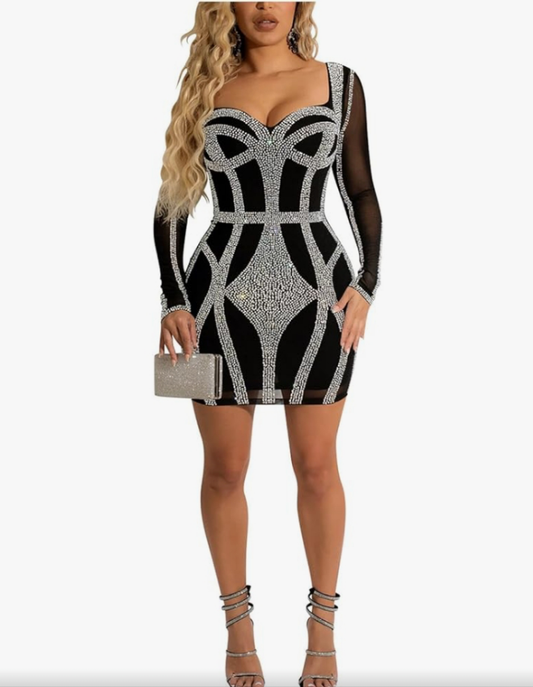 COCOMONEY RHINESTONE DRESS SEXY