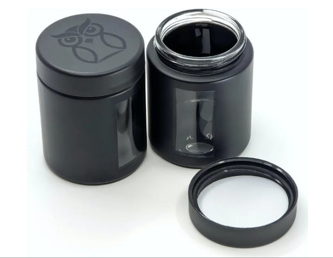 Stash Jar Smell Proof Container (4 oz) Viewing Jars for Herbs, Spices, Coffee, Teas & More, Air Tight Jar, Thick UV Protection Glass, Smell Proof Herb Storage (Set of 4)