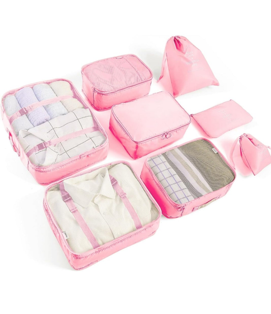 8 Set Packing Cubes for Suitcases Travel Luggage Packing Organizers,Travel Essentials Luggage Organizer Accessories for Shoe Bag Tioletry Bag Laundry Bag (