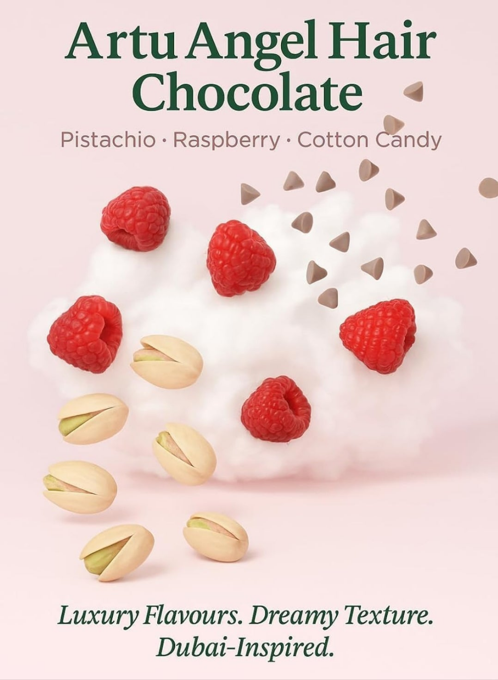 Dubai Chocolate Artu Angel Hair Bar 165g – Turkish Dairy Milk Chocolate Floss Bar with Pistachio Cream & Cotton Candy – Gourmet Dubai Candy Gift – Unique Middle Eastern Sweets