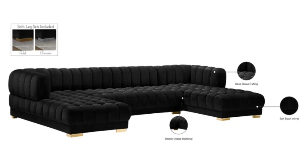 3 - Piece Velvet Sectional 2 colors to choose from