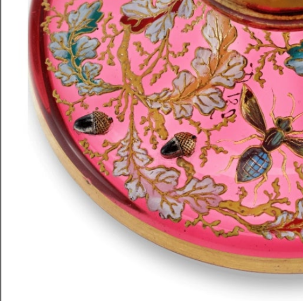 Fabulous Moser Ruby Glass and Enamel Bird Ewer