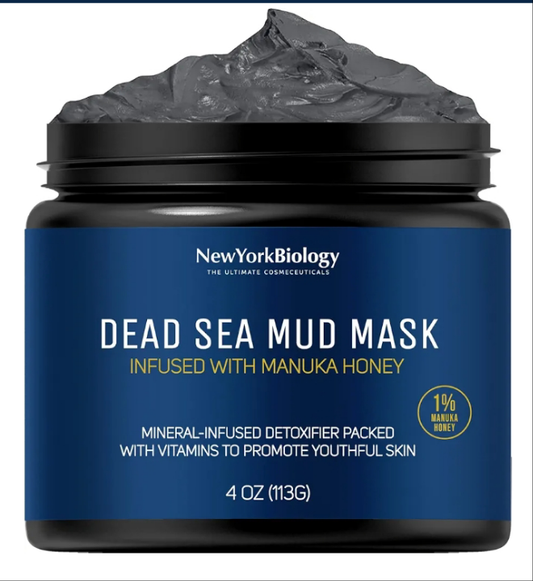 Dead Sea Mud Mask for Face and Body with Manuka Honey - Spa Quality Pore Reducer for Acne, Blackheads and Oily Skin, Natural Skincare for Women, Men - Tightens Skin - 4 oz