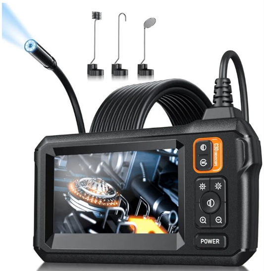 Endoscope Camera with Light - Inspection Borescope Camera with 4.3" IPS Screen, 1920P HD Snake Camera with 8 LED Lights, 16.4FT Semi-Rigid Cord Bore Scope, IP67 Waterproof Endoscope for Sewer(Orange)