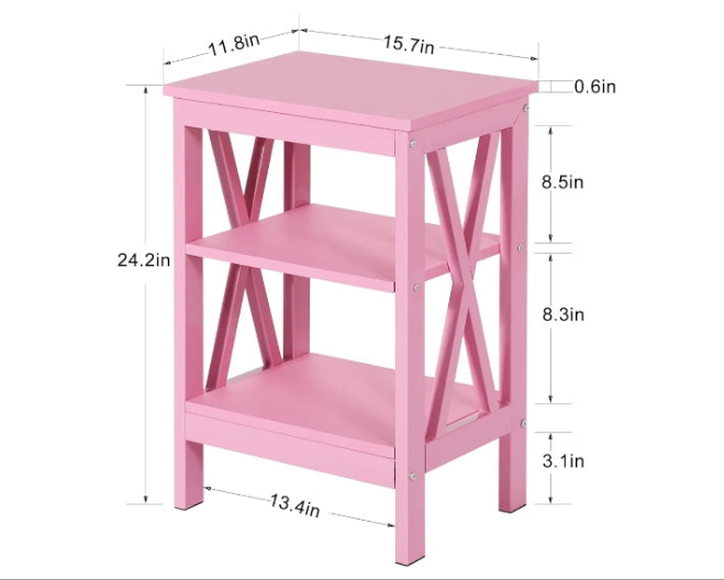 Night Stands Side/End Table with Storage Shelf Nightstands for Children's Room Living Room Bedroom,Pink
