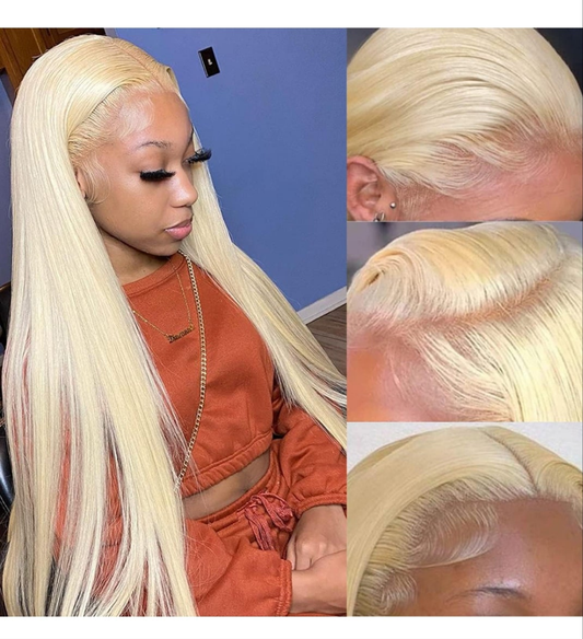 30 Inch Lace Front Wig Human Hair 13x4 Straight HD Lace Frontal Wig Human Hair Pre Plucked Bleached Knots for Women(30Inch, Blonde)