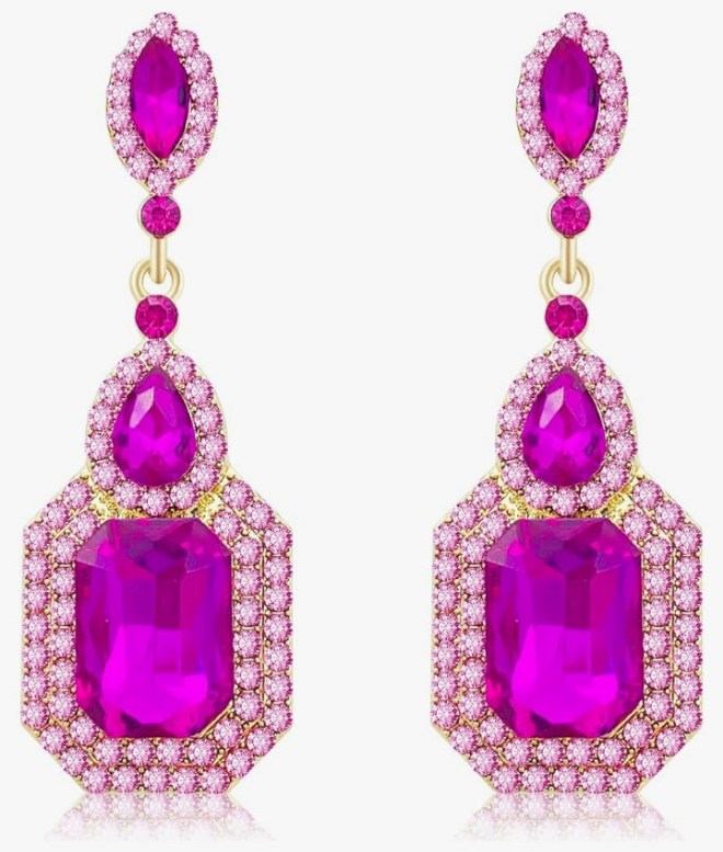 Rhinestone Statement Earrings, Luxury Crystal Chandelier Drop Dangle Earring, Costume Chandelier Drop Earrings for Women Wedding