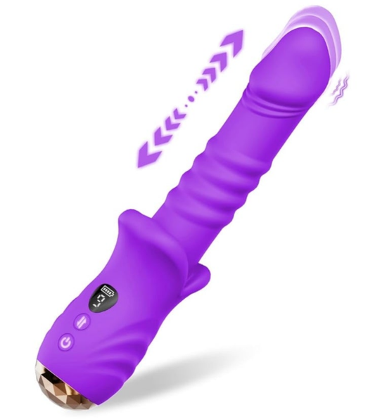 Thrusting Dildo Vibrator Sex Toys, G Spot Vibrator Women Sex Toys with 9*9 Thrusting & Vibrating Modes, Mouth Shaped Realistic Dildos Adult Toys With LED Display, Adult Sex Toy & Games(