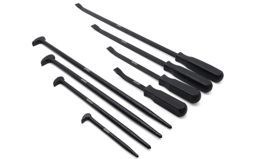 8-Piece Pry Bar Set | 8, 12, 18, 25 Inch Handle Prybars | 6, 12, 16, 20 Inch Rolling Pry Bars | For Prying, Lifting and Moving