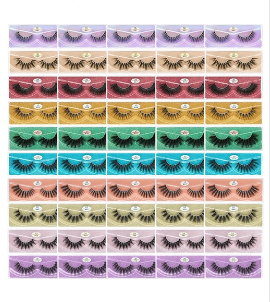 Faux Mink Lashes 50 Boxes 10 Styles Eyelashes Volume Lashes 10 Portable Individual Boxes 10-20mm Mixed Natural Look Lash 3D False Eyelashes