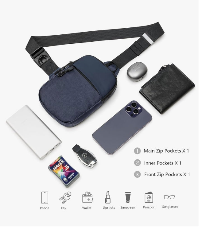 Mini Sling Bag for Women and Men, Small Crossbody Bag Casual Trendy Waterproof Phone Chest Bag for Travel