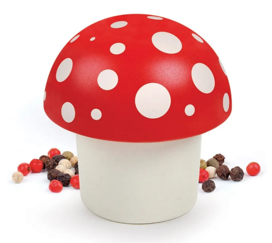 MUSHROOM Herb Grinder, Red/White, 3 inches