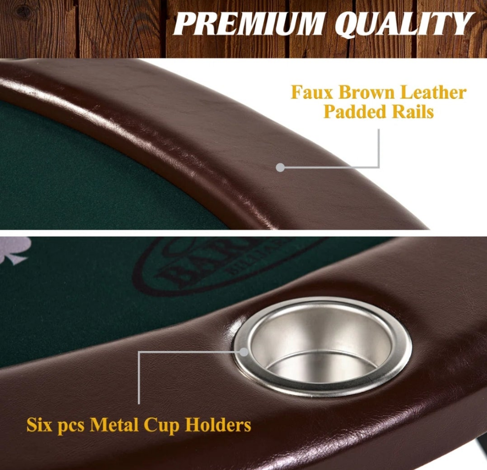 6-person Folding Poker Table With Poker Chips And Card Set