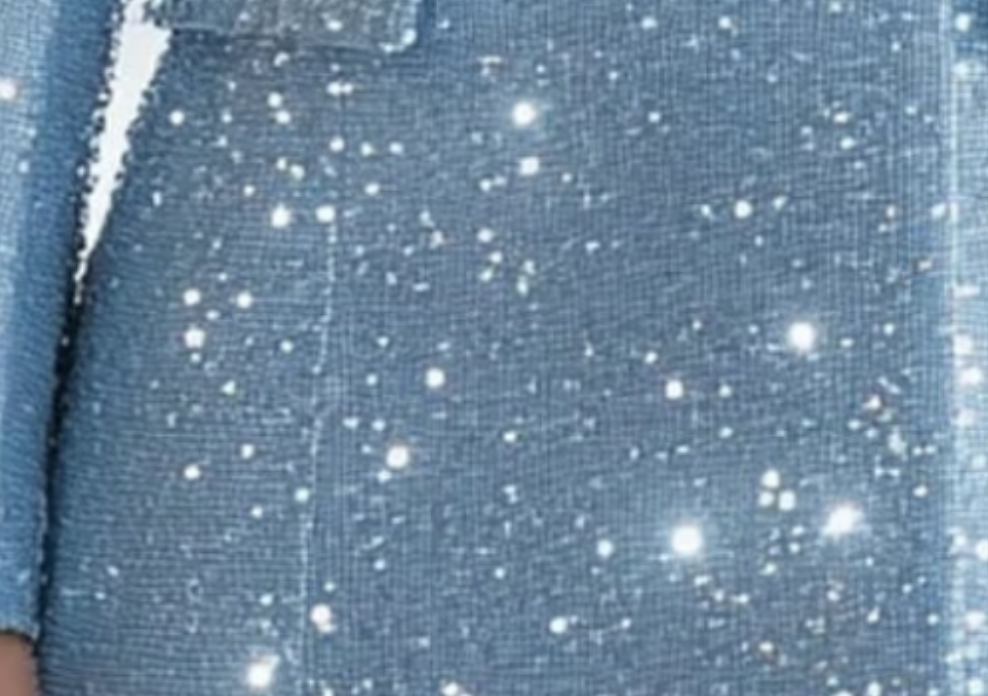 COCOMONEY Lapel Double-Breasted Sequin Mini Dress-Light Blue