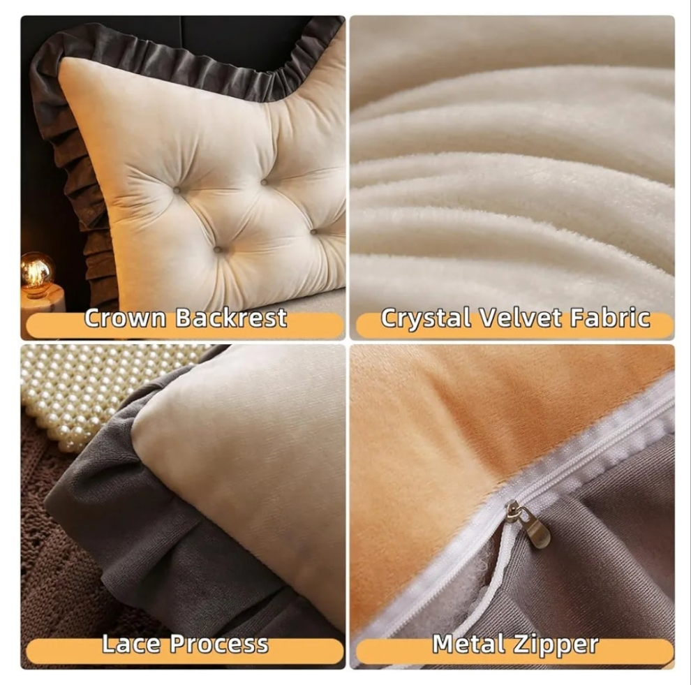 Large Headboard Pillow Soft Crown Shape Bed Reading Pillows Bed Back Pillow for Sitting in Bed Long Pillow for Bed Reading Pillow Adult Couch Sofa Backrest Pillow (Dark Red, 47.2in)