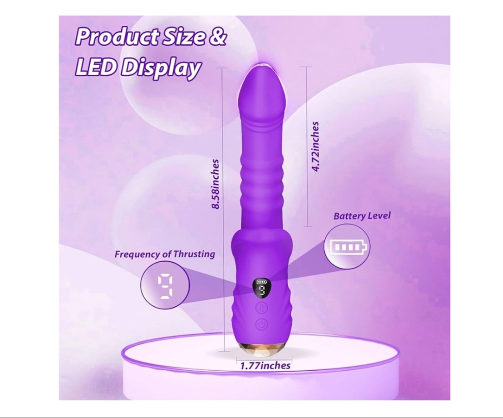 Thrusting Dildo Vibrator Sex Toys, G Spot Vibrator Women Sex Toys with 9*9 Thrusting & Vibrating Modes, Mouth Shaped Realistic Dildos Adult Toys With LED Display, Adult Sex Toy & Games(