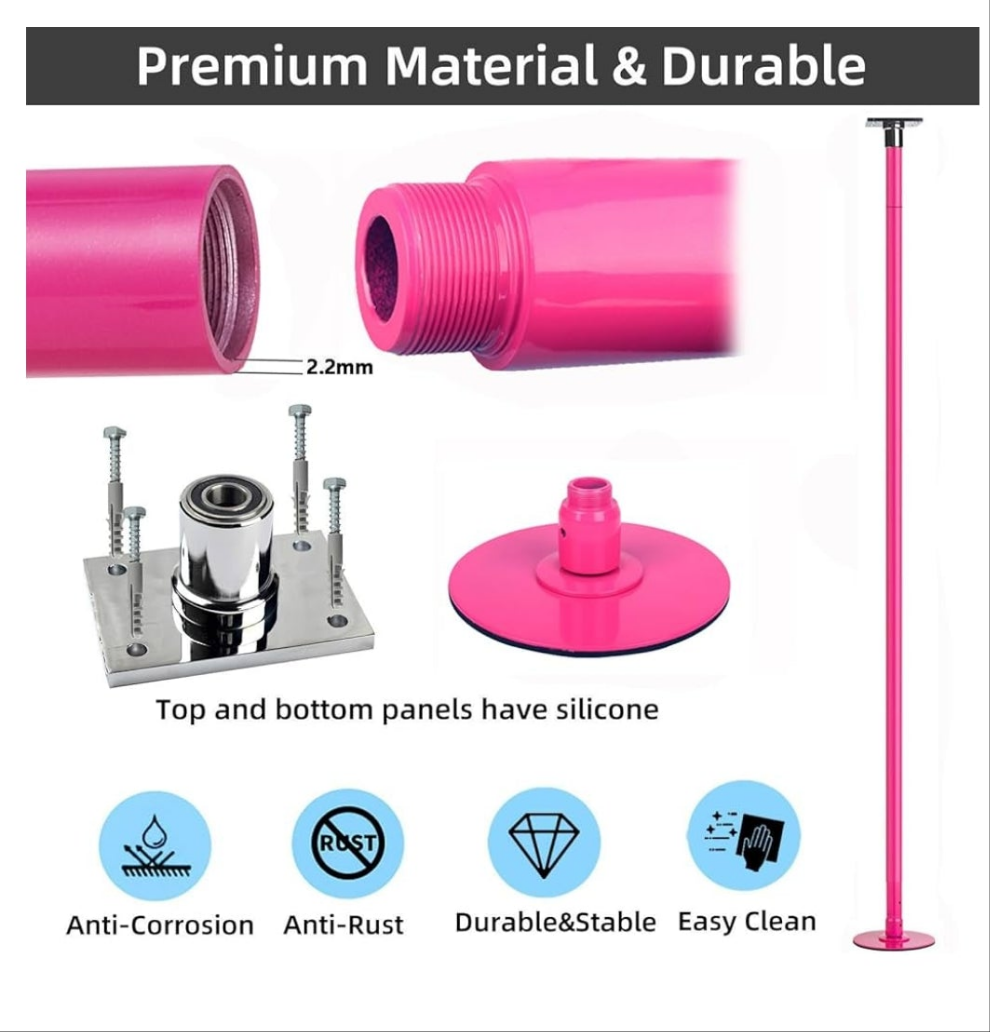 Stripper Pole Permanent Fixed Dance Pole Kit, Professional 45mm Spinning & Static Dancing Pole Heavy-Duty Steel Pole Dance for Home, Adjustable Height Excellent for Home Exercise Studio Club Gym