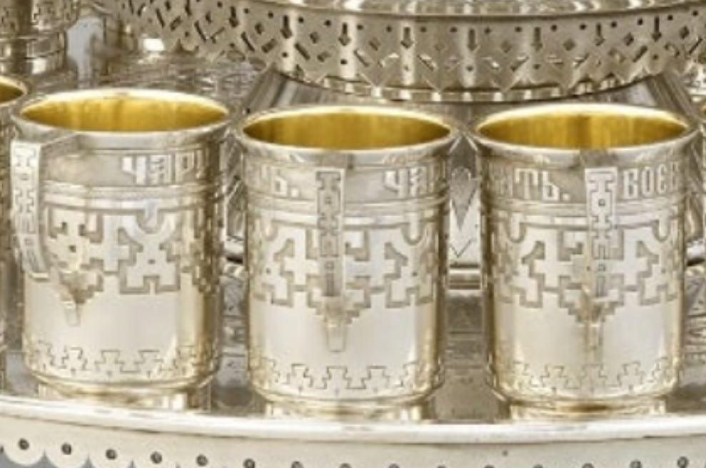 ANTIQUE Russian Imperial Silver Punch Set from Czar Alexander III