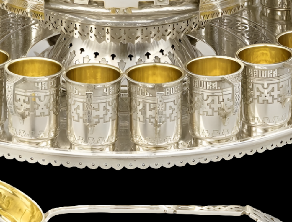 ANTIQUE Russian Imperial Silver Punch Set from Czar Alexander III