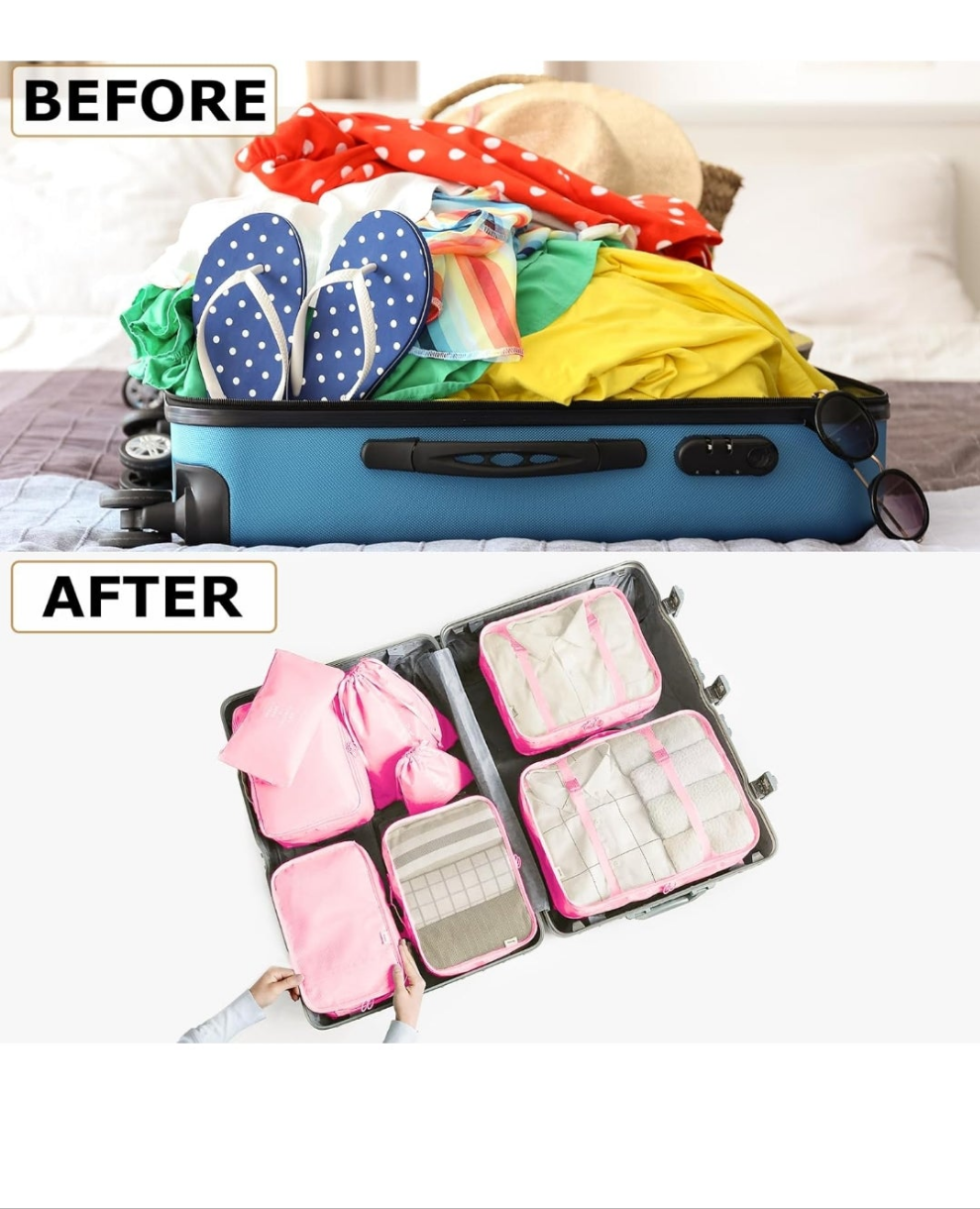 8 Set Packing Cubes for Suitcases Travel Luggage Packing Organizers,Travel Essentials Luggage Organizer Accessories for Shoe Bag Tioletry Bag Laundry Bag (