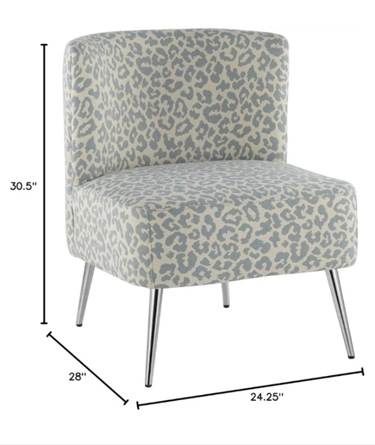 Armless Chair, Leopard Fabric Accent Chair for Living Room, Comfy Chair for Bedroom, Contemporary Chair