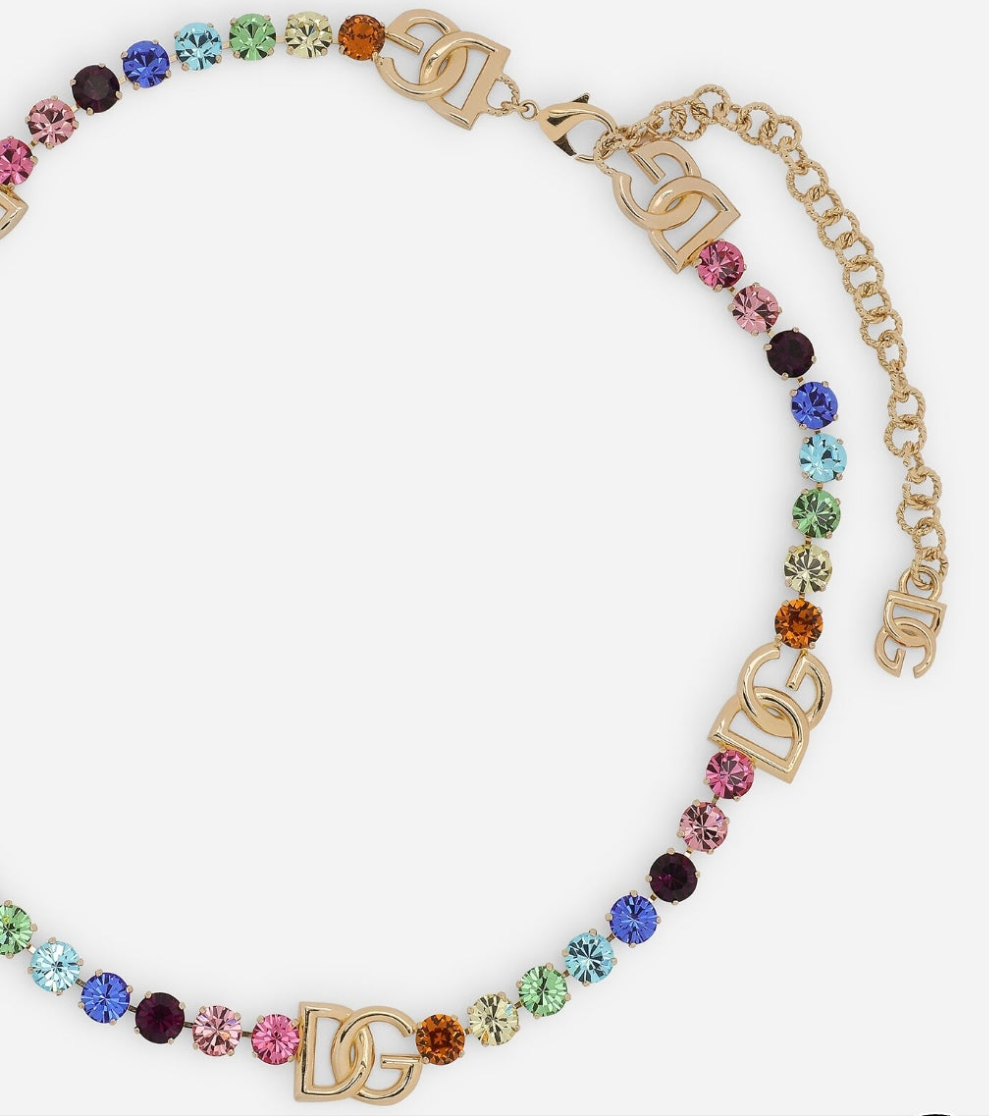 Dolce and Gabana Belt with colorful rhinestones and DG logo with gold plated brass