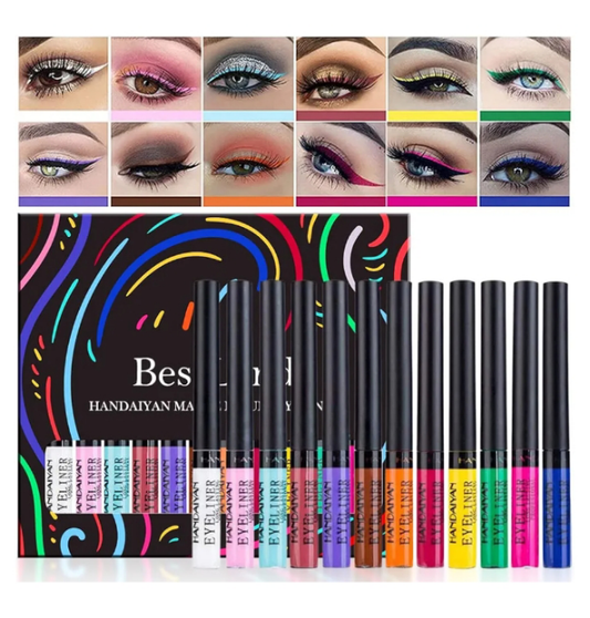 12 Colors Matte Liquid Eyeliner Set Rainbow Colorful Neon Eyeliner Pencil Pigmented Waterproof Smudgeproof Long Lasting Gel Eye Liner Christmas Makeup Gift Kit for Women
