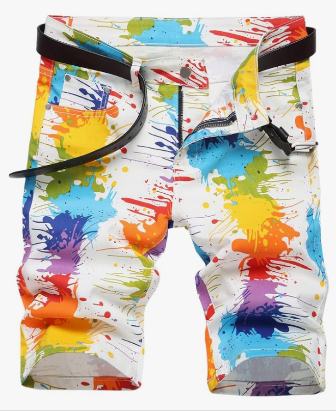 Men's Casual Printed Slim Fit Denim Shorts