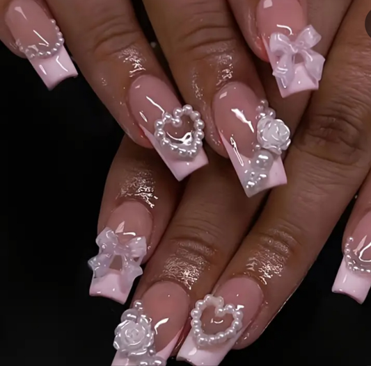 24 pcs acrylic Cocomoney nails with glue and nail accessories