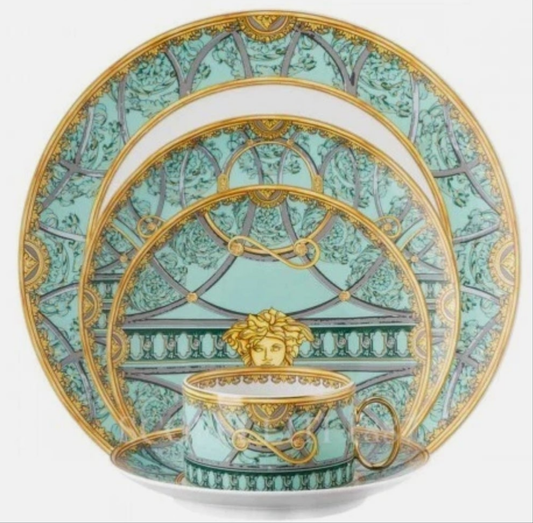 Versace Rosenthal La Scala del Palazzo Green 5 Piece Place Setting,Dinnerware Set