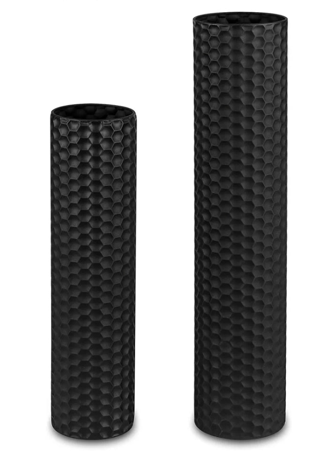 Tall Floor Vase: 27.6/21.7in Metal Cylinder Vases Extra Large Decorative Vase Set of 2 Living Room Modern Honeycomb Texture Big Standing Vase for Dining Bedroom Home Corner Indoor Office