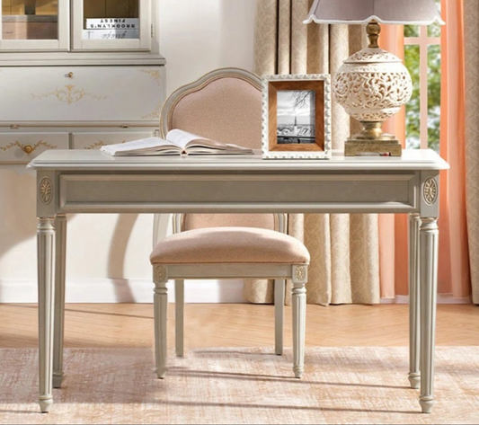 Gorgeous Pink Gold and White Chair and Desk Office Set 2 pieces