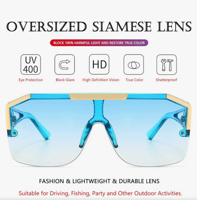 Square Oversized Sunglasses Flat Top Shield Sun Glasses for Men Women One Lens Square Shades