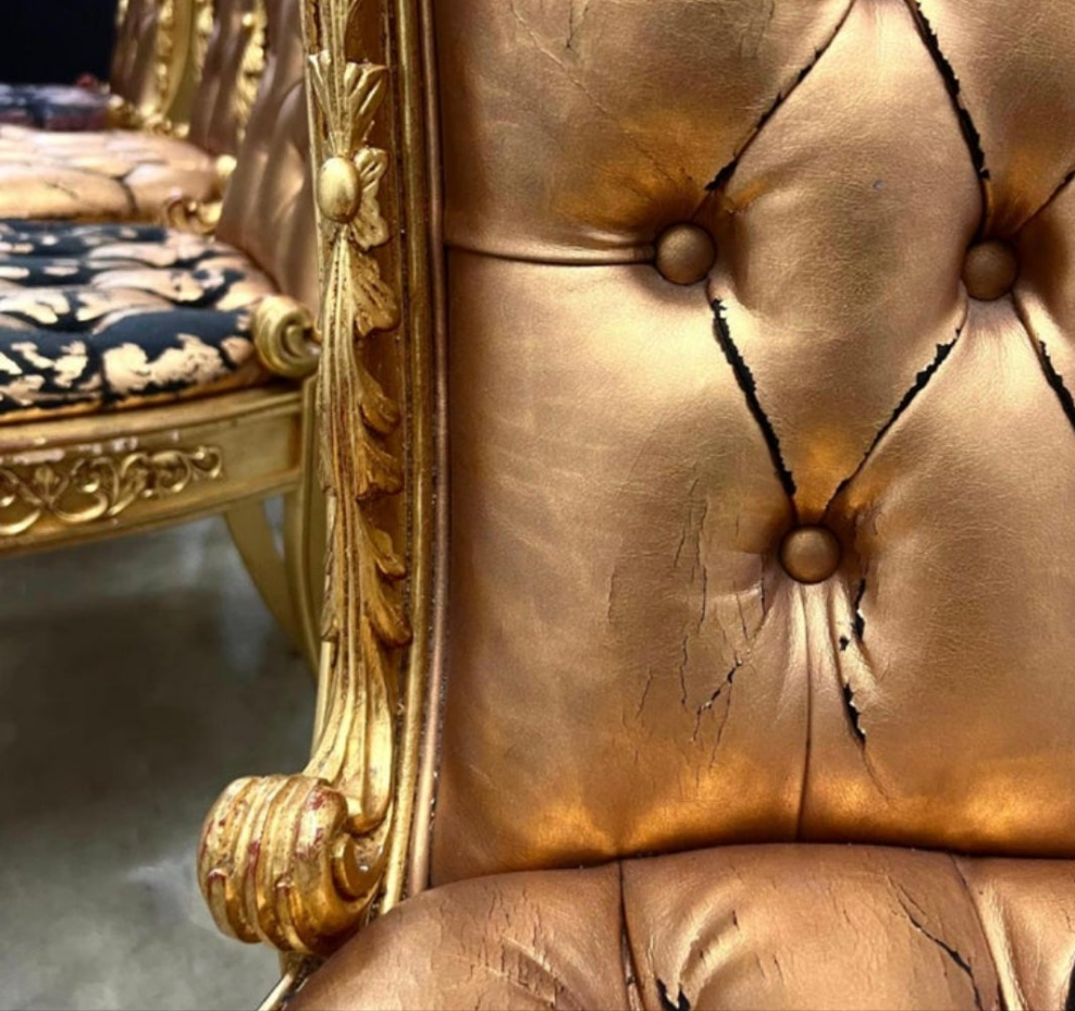 Versace Original Vanitas Gilt Dining Chair Set of 6, Gianni Versace, 1994