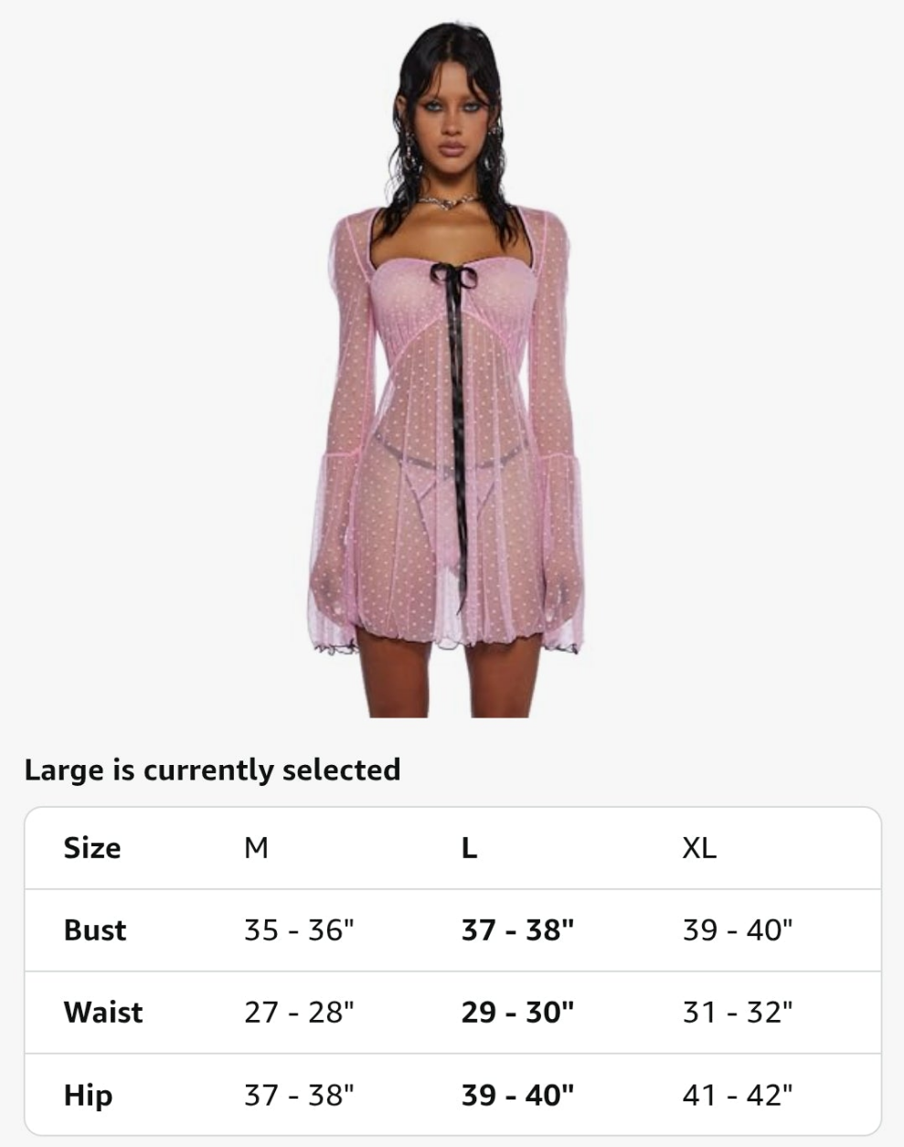 Lingerie Set – Sheer Swiss Dot Chemise with Ribbon Closure Cocomoney