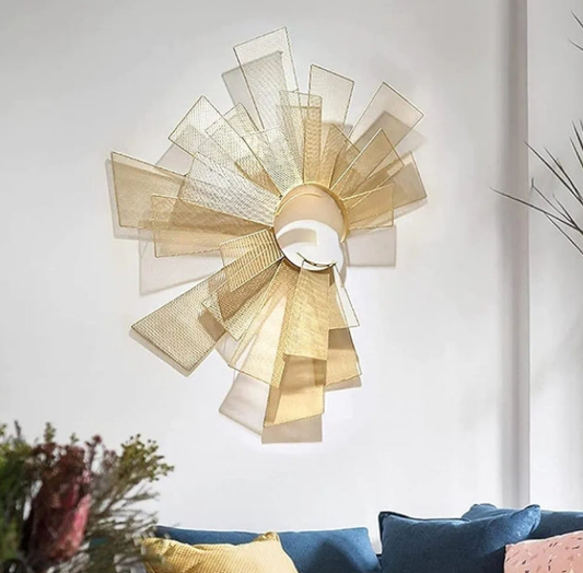 Wall Sculpture Metal Wall Art, Creative Sun-Shaped Wall Sculpture, Modern Impressionist Wall Panel Decor for Home Living Room Wall Hanging Statue
