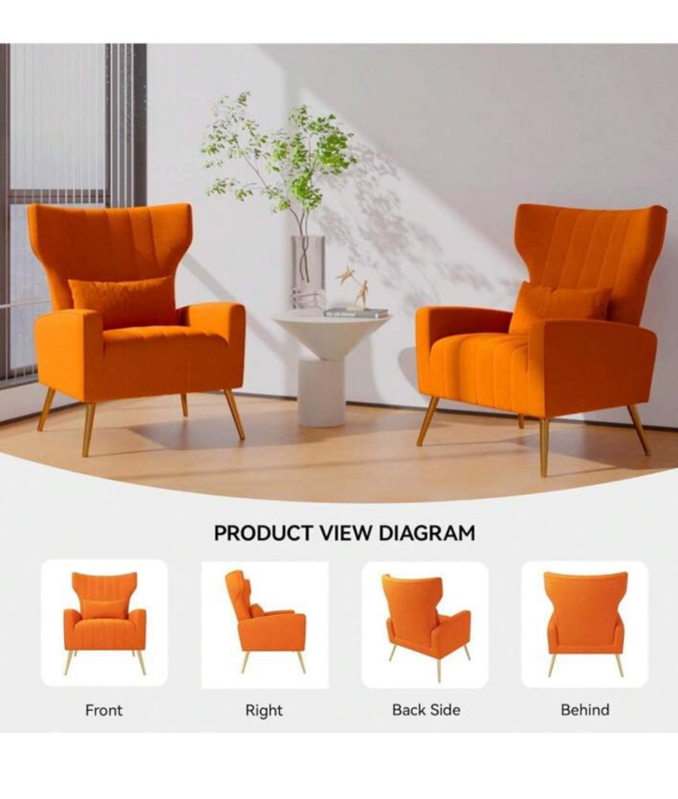 1Pc Modern Velvet Armchair With High Back,Upholstered Accent Chair For Living Room Bedroom