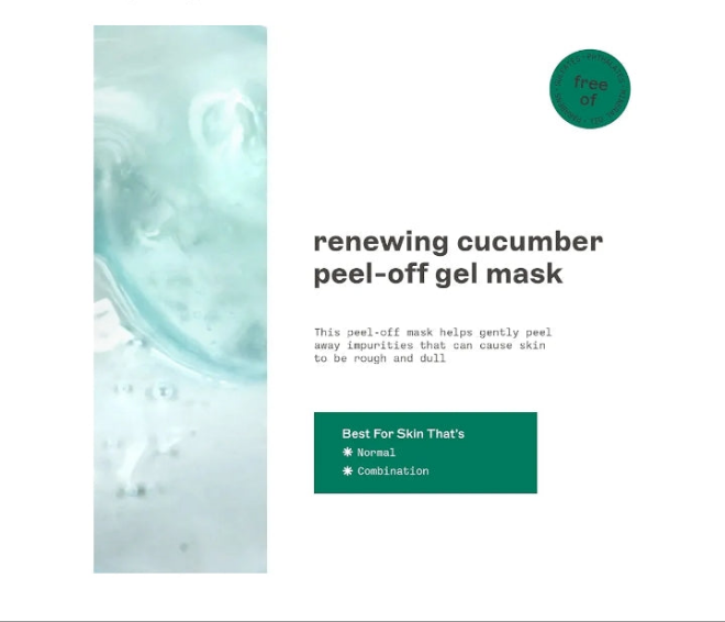 Renewing Peel-Off Gel Mask, Cucumber Peel-Off Face Mask, Aloe Calms Irritation & Hydrates, Facial Mask For All Skin Types, Cruelty-Free, No Harsh Chemicals, 6 fl. oz./175 ml Tube, 1 Count