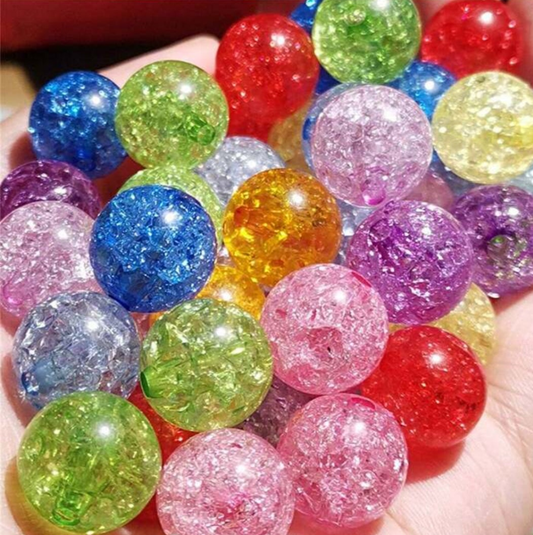 1 Pack 100pcs 8mm Mixed Color Acrylic Crackle Bead, Round Loose Bead For Diy Crafts And Jewelry Accessories